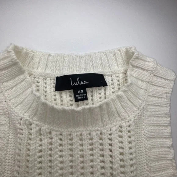 Lulus Born a Babe White Loose Knit Cropped Sweater Tank - Picture 3 of 5